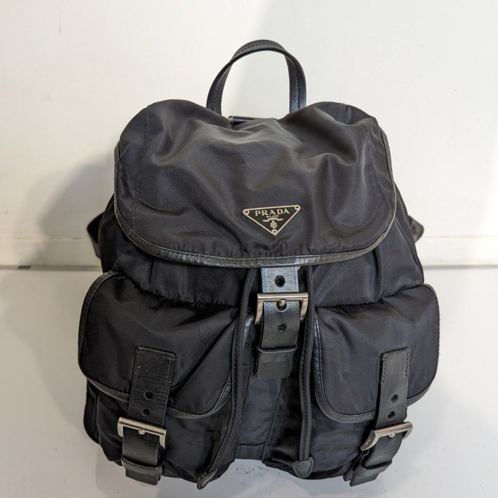 Authentic Prada Nylon Medium Backpack Black 2pock… - image 3
